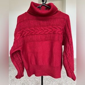 FRINGED DETAILING TURTLENECK KNIT SWEATER